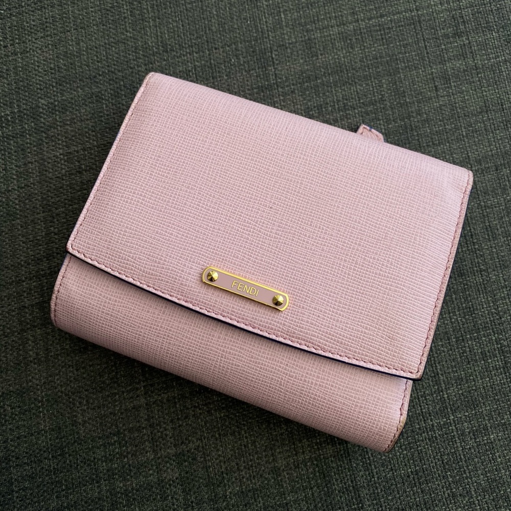 Fendi Trifold Baby Pink & Blue Wallet